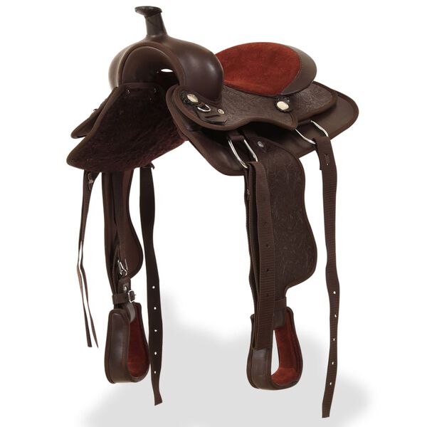 vidaXL segli, iemaukti un krū&scaron;u siksna, 13", brūna dabīgā āda