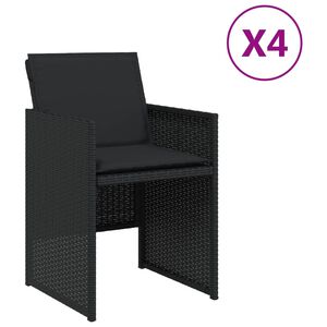 vidaXL dārza krēsli, 4 gab., ar matračiem, PE rotangpalma, melni