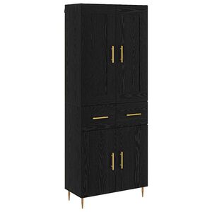 vidaXL Augstais skapītis Melns ozolkoks 69,5 x 34 x 180 cm