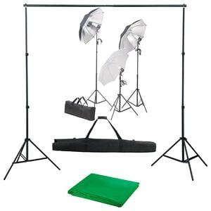 vidaXL fotostudijas komplekts, gaismas un fons