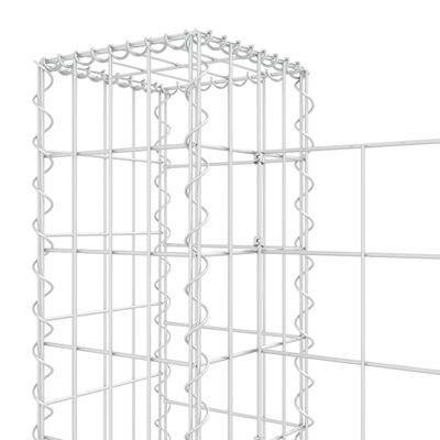 vidaXL gabionu siena ar 3 stabiem, U-forma, dzelzs, 260x20x100 cm