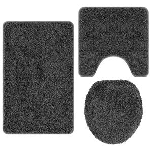 vidaXL Antislip vannas paklāju komplekts 3 pcs Tum&scaron;i pelēka PP