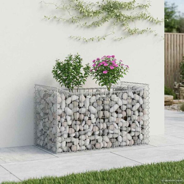 vidaXL Gabions pacelta gulta Sudraba 50 x 100 x 60 cm Cinkots tērauds