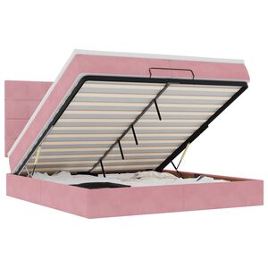 vidaXL Osmaņu gultas rāmis ar matračiem rozā 200x200cm audums