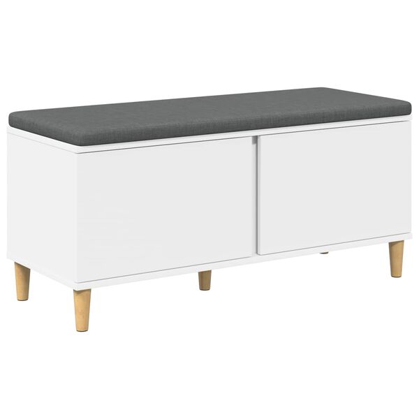 vidaXL Zāles sols ar spilvenu ar uzglabā&scaron;anu Balts 100 x 38 x 46 cm