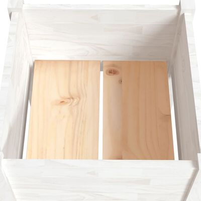 vidaXL dārza puķu kaste, balta, 40x40x70 cm, priedes masīvkoks
