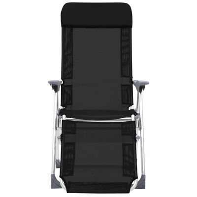 vidaXL saliekami kempinga krēsli, kāju balsti, 2 gb., melns tekstilēns