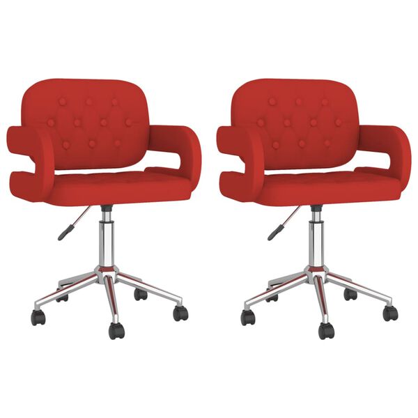 vidaXL grozāmi virtuves krēsli, 2 gab., vīnsarkana mākslīgā āda