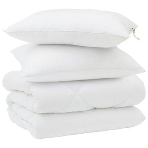 vidaXL Ziemas gultas sega ar spilvenu 3 pcs Balts Mikro&scaron;ķiedra