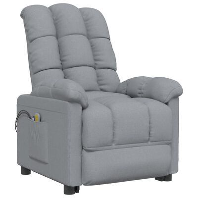 vidaXL elektrisks masāžas krēsls, gaiši pelēks audums