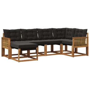 vidaXL Āra dīvānu komplekts ar spilvenu 6 pcs Dabiska un melna