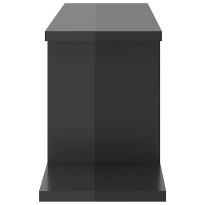 vidaXL sienas TV skapītis, spīdīgi melns, 125x18x23 cm, skaidu plāksne
