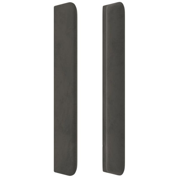 vidaXL galvgalis ar malām, tum&scaron;i pelēks samts, 203x16x118/128 cm