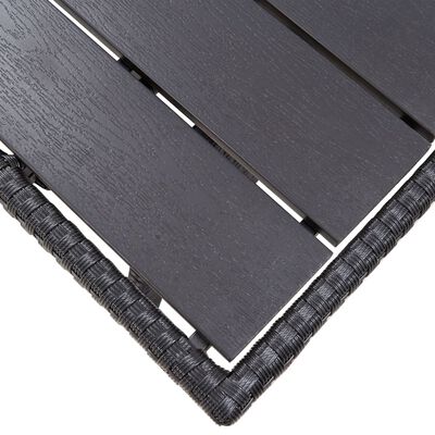vidaXL dārza galds, melns, 130x70x66 cm, PE rotangpalma