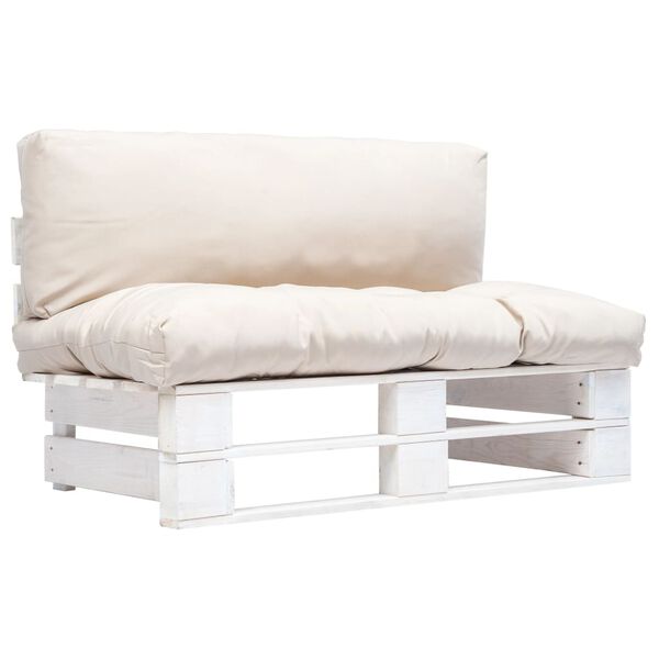 vidaXL dārza pale&scaron;u dīvāns ar smil&scaron;krāsas matračiem, priedes koks