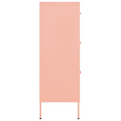 vidaXL atvilktņu skapītis, 80x35x101,5 cm, tērauds, rozā