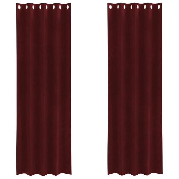 vidaXL Aptum&scaron;ojo&scaron;ie aizkari 2 pcs Vīna sarkans 140 x 225 cm Samts