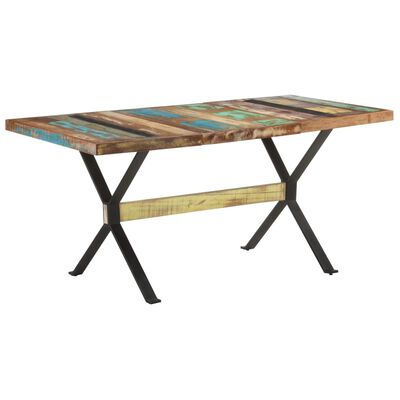 vidaXL virtuves galds, 160x80x76 cm, pārstrādāts masīvkoks