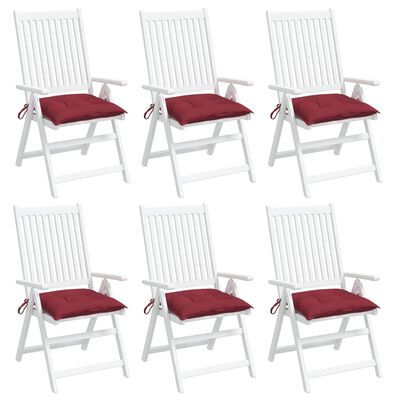 vidaXL dārza krēslu spilveni, 6 gab., vīnsarkani, 50x50x7 cm, audums