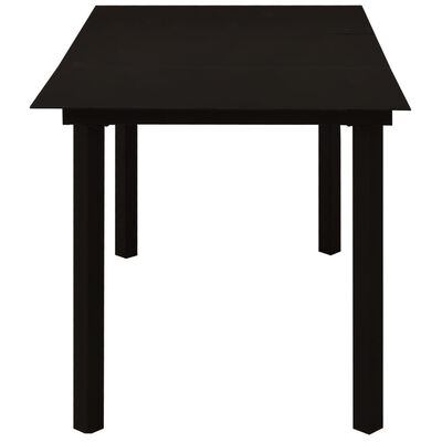 vidaXL dārza galds, melns, 150x80x74 cm, tērauds un stikls
