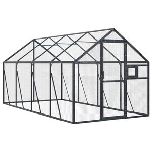 vidaXL putnu māja, pelēka, 1,79x4x1,85 m, alumīnijs