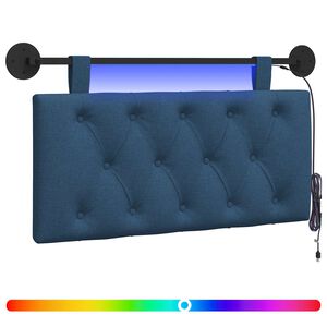 vidaXL Piekaramais gultas galvgalis Ar LED gaismu Zila Audums