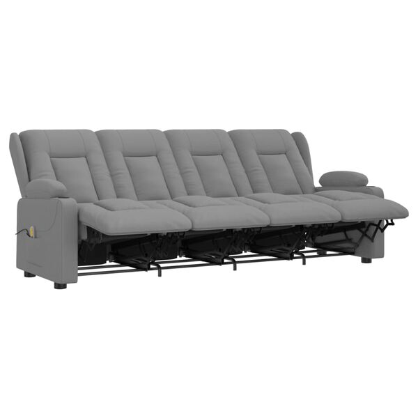 vidaXL divvietīgs masāžas krēsls, glāžu turētājs, pelēka mākslīgā āda