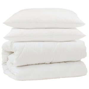 vidaXL Segas komplekts ar spilvenu 3 pcs Balts Mikrofibra un pūks