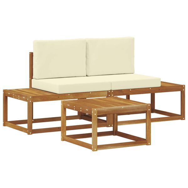 vidaXL Āra dīvānu komplekts ar spilvenu 3 pcs Dabiska