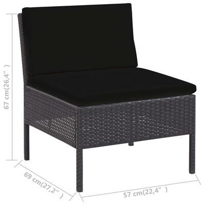 vidaXL 5-daļīgs dārza dīvāna komplekts ar matračiem, melns PE
