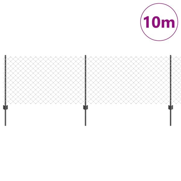 vidaXL Žogs ar stabu Pelēka 0,8 x 10 m Tērauds un PVC
