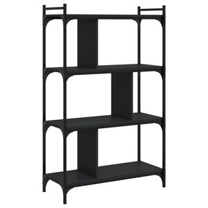 vidaXL grāmatu plaukts, 4 līmeņi, melns, 76x32x123 cm, koks