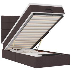 vidaXL Osmaņu gultas rāmis ar matrača tum&scaron;i brūns 90x190 cm audums