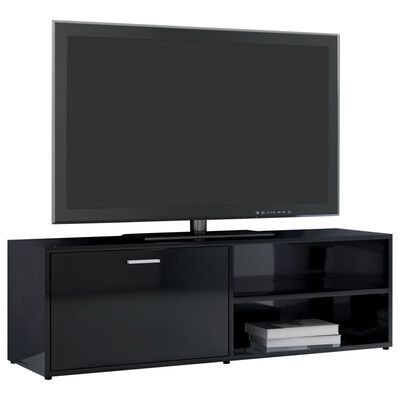 vidaXL TV skapītis, spīdīgi melns, 120x34x37 cm, skaidu plāksne
