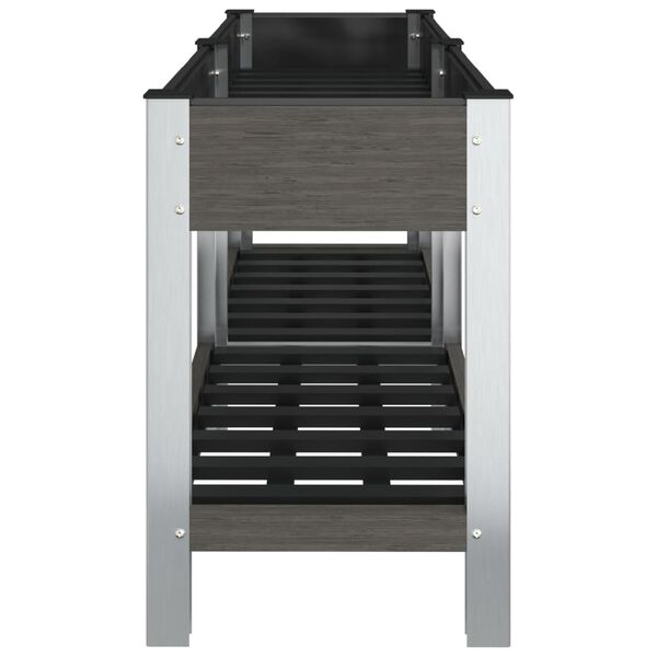 vidaXL augstā puķu kaste ar plauktu, pelēka, 150x50x75 cm, WPC