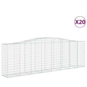 vidaXL arkveida gabiona grozi, 20gb., 400x50x120/140cm, cinkota dzelzs