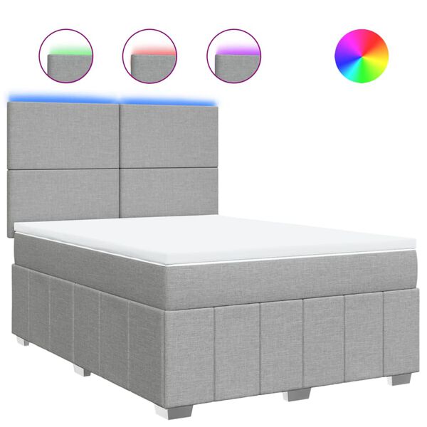 vidaXL atsperu gulta ar matraci, gai&scaron;i pelēka audums, 140x190 cm