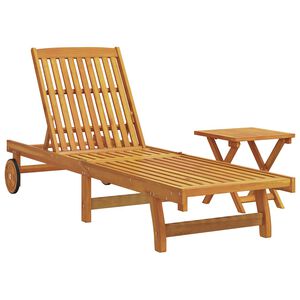 vidaXL sauļo&scaron;anās krēsls ar riteņiem un galdu, masīvkoks, akācija