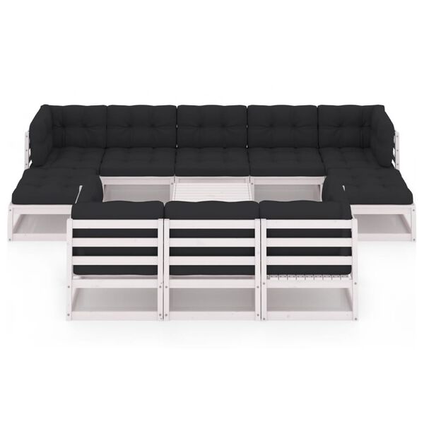 vidaXL 11-daļīgs dārza atpūtas mēbeļu komplekts ar matračiem, priede