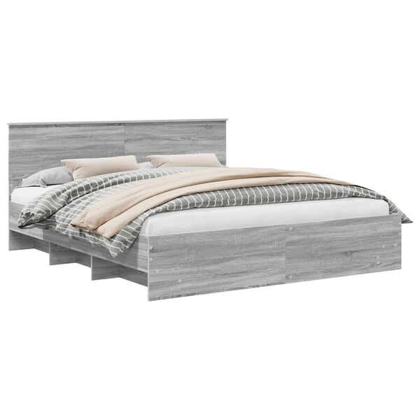 vidaXL Gultas rāmis Pelēks Sonoma 200 x 200 cm Inženierijas koks