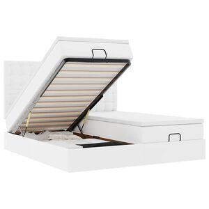 vidaXL Osmaņu gultas rāmis ar matračiem tīri balts 200x200 cm