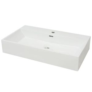 vidaXL izlietne ar krāna caurumu, 76x42,5x14,5 cm, balta keramika