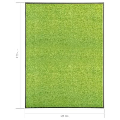 vidaXL durvju paklājs, mazgājams, zaļš, 90x120 cm