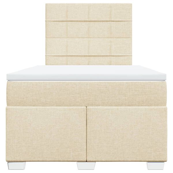 vidaXL atsperu gulta ar matraci, krēmkrāsas audums, 120x190 cm