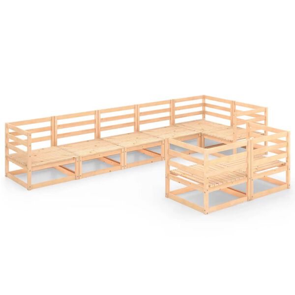 vidaXL 8-daļīgs dārza atpūtas mēbeļu komplekts, priedes masīvkoks