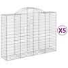 vidaXL arkveida gabiona grozi, 5 gb., 200x50x140/160cm, cinkota dzelzs