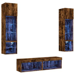 vidaXL 6-daļīgs TV skapī&scaron;u komplekts ar LED, ozola, inženierijas koks