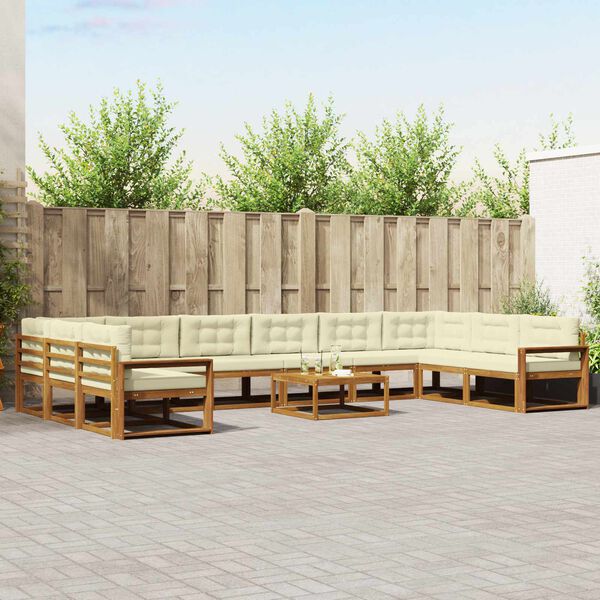 vidaXL Āra dīvānu komplekts ar spilvenu 11 pcs Dabisks un krējuma