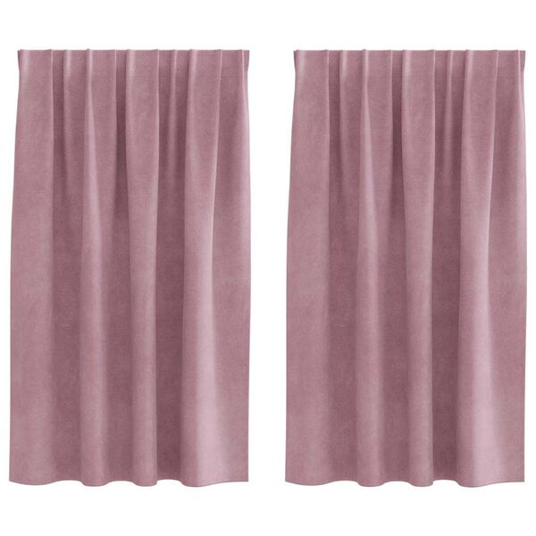 vidaXL Aptum&scaron;ojo&scaron;ie aizkari 2 pcs Tum&scaron;s rozā 140 x 140 cm Samts