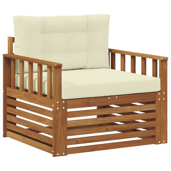 vidaXL Āra dīvānu komplekts Cieta akācijas koks un poliesters Dabiska